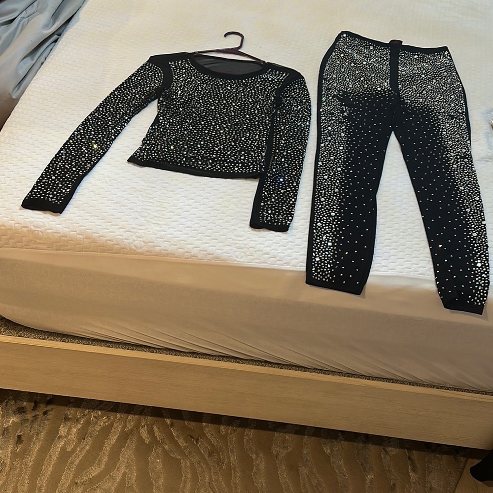 Hot Miami Styles Black and Silver Two-Piece Set